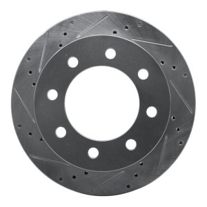 Dodge Ram 3500 Brake Rotor (1) - Front Left - R1 Concepts - Drilled & Slotted - Silver - `00-`02